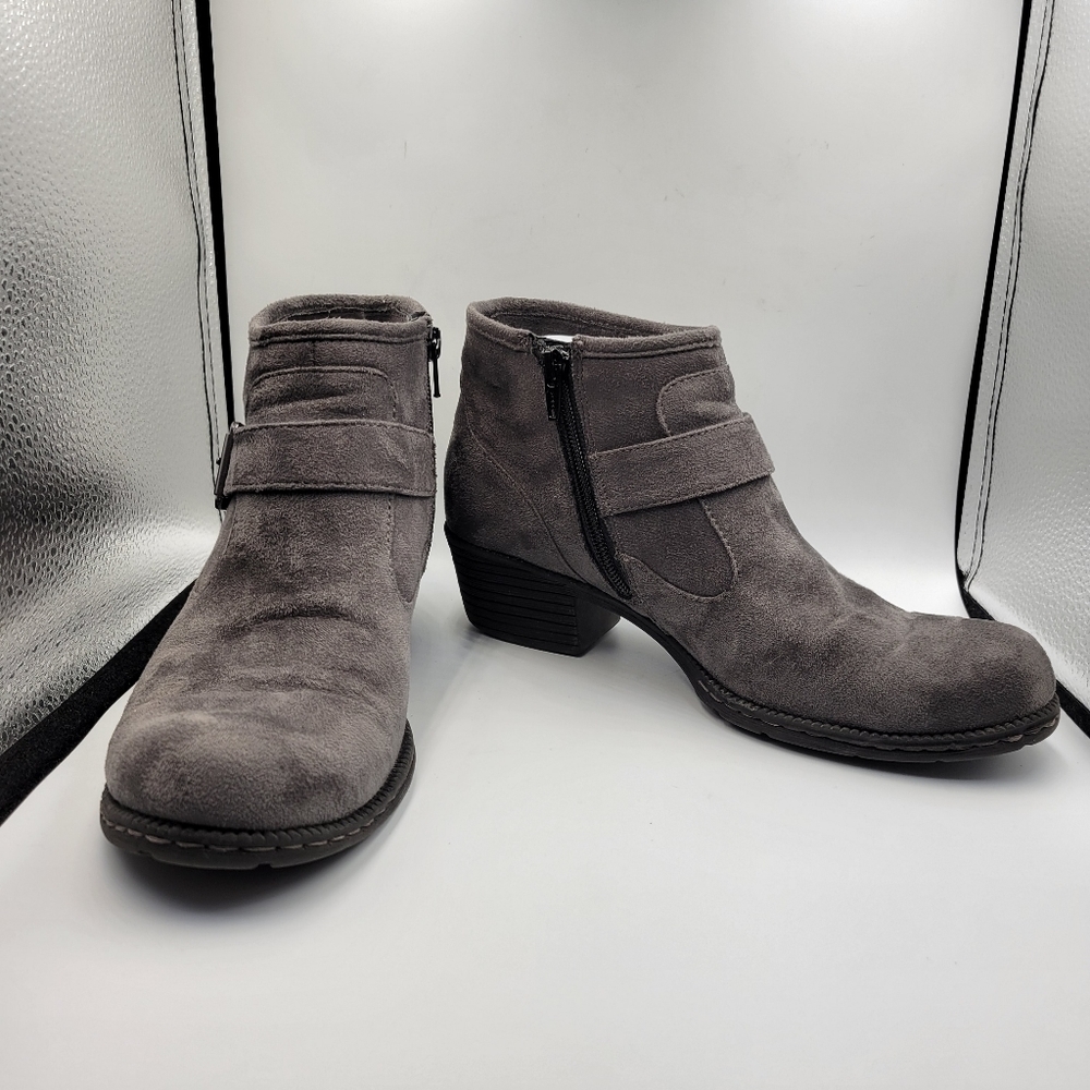 boc Gray Block Heel Faux-Suede Booties Sz 8.5